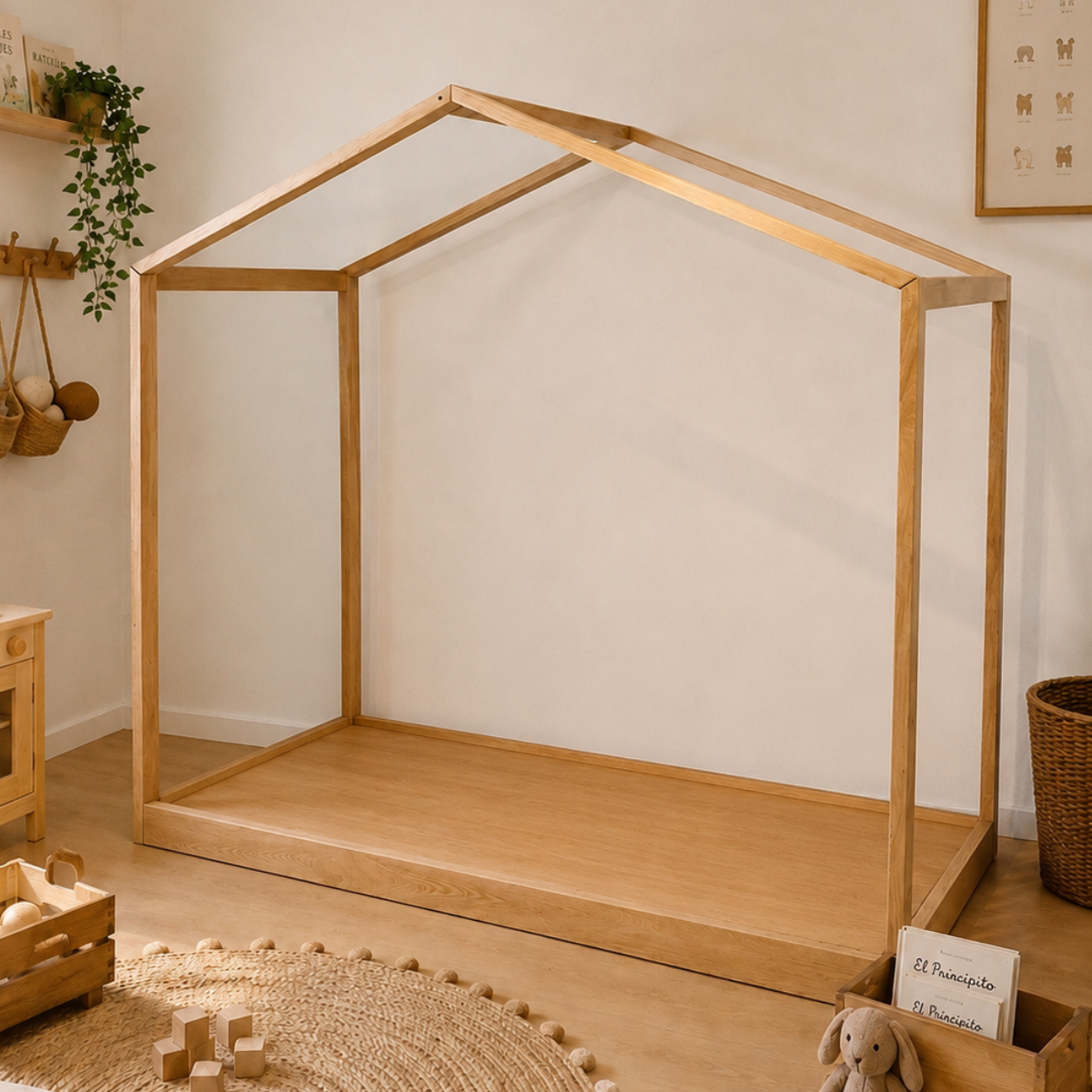 CAMA CASITA MONTESSORI CORRAL COMPLETO TABLILLA