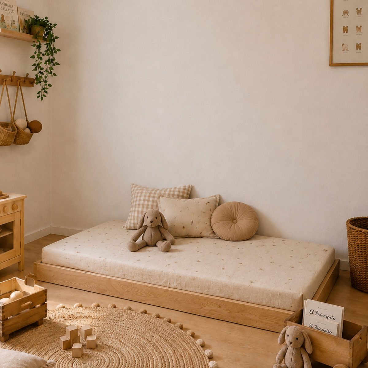 CAMA CASITA MONTESSORI CORRAL COMPLETO TABLILLA